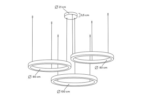 Lampa wisząca RING 80 + 80 + 100 złota na jednej podsufitce Lampa wisząca RING 80 + 80 + 100 złota na jednej podsufitce