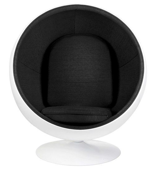 Fotel BALL biało-czarny - włókno szklane Fotel BALL biało-czarny - włókno szklane