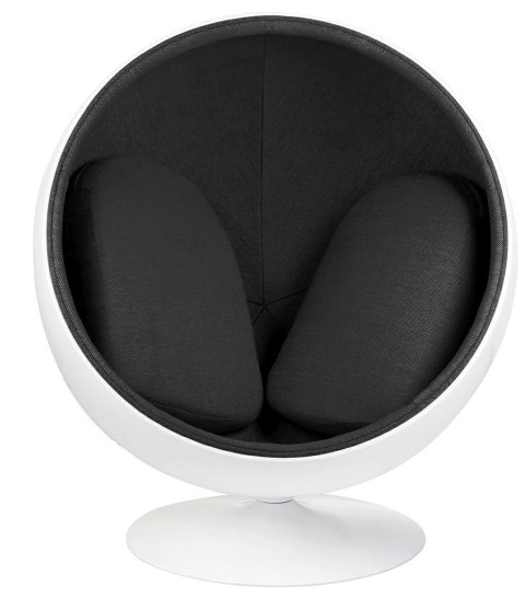 Fotel BALL biało-czarny - włókno szklane Fotel BALL biało-czarny - włókno szklane
