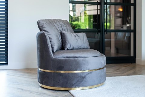 RICHMOND fotel obrotowy KYLIE STONE VELVET ciemny szary, podstawa złota RICHMOND fotel obrotowy KYLIE STONE VELVET ciemny szary, podstawa złota