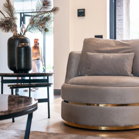 RICHMOND fotel obrotowy KYLIE KHAKI VELVET beżowy, podstawa złota RICHMOND fotel obrotowy KYLIE KHAKI VELVET beżowy, podstawa złota