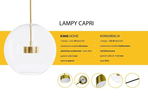 Lampa wisząca CAPRI DISC 5 złota - 300 LED, aluminium, szkło Lampa wisząca CAPRI DISC 5 złota - 300 LED, aluminium, szkło
