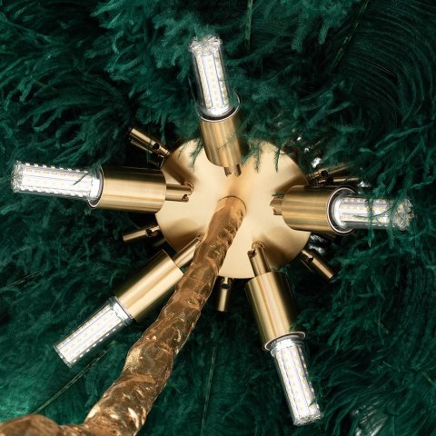 Lampa podłogowa TIFFANY 175 zielona mosiądz / naturalne pióra Lampa podłogowa TIFFANY 175 zielona mosiądz / naturalne pióra